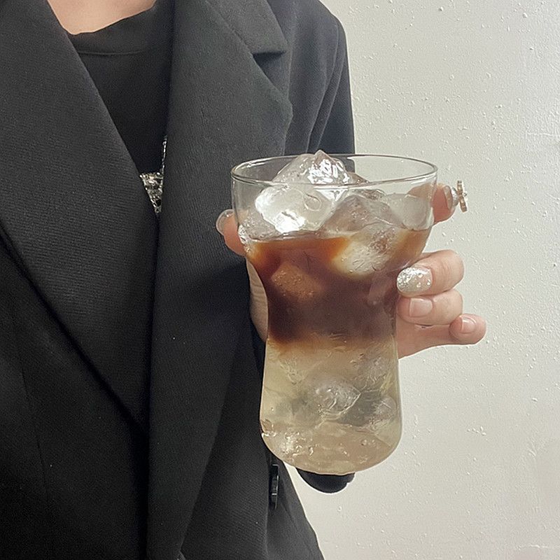 グラス ガラスコップ おしゃれ カフェ風 くびれデザイン 持ちやすい コップ アイスコーヒー タンブラー ジュース 麦茶