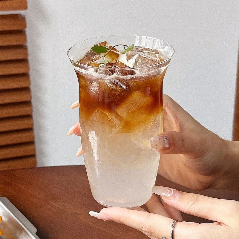 Nartoostonのグラス コップ タンブラー おしゃれ 広口 くびれ 薄口 ガラスコップ アイスコーヒー ジュース ビール ハイボール おうちカフェ モダン デザートカップ インテリア 食器 ギフト｜アングル3