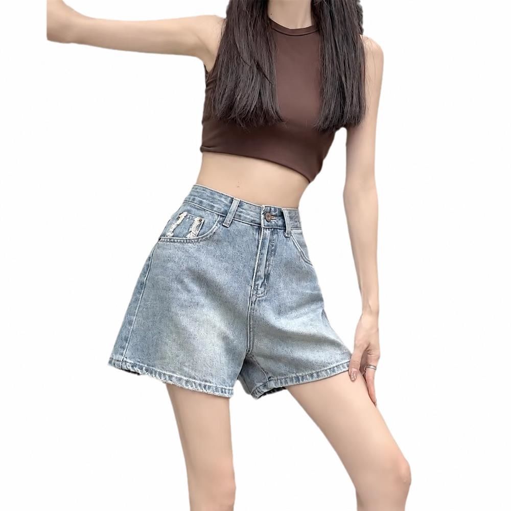 デニムショートパンツ レディース ハイウエスト ワイド ハーフパンツ ジーンズ ホットパンツ デニムパンツ 半ズボン ショート丈 脚長効果 美脚 着痩せ ボトムス 春 夏 カジュアル 通学
