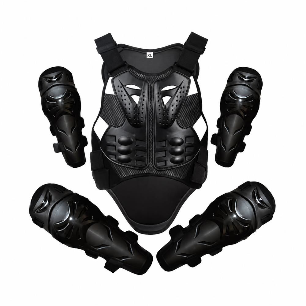 　　　 ◆◇◆売れている秘密◆◇◆ 【スタイリッシュなデザイン】されたブラックカラーが魅力のバイク用プロテクターセットです。人間工学に基づいた立体裁断を採用し、体のラインに優しくフィットしながらもスポーティな外観を演出します。このモトクロスプロテクターは、頑丈な外殻とクッション性のあるインナーで、されたスタイルと信頼性を両立します。 【強固な胸部プロテクター】胸や背中、肘、膝をしっかりと保護するチェストプロテクターとパッドのセットです。万が一の転倒時にも衝撃を緩和するバイク防護服として、あなたのライディングの安全を力強くサポートします。衝撃に強い頑丈な素材を使用しており、オフロードバイクプロテクターとして優れた耐久性を発揮します。 【快適な着心地と通気性】長時間のライディングでも蒸れにくく快適なメッシュ素材を採用。関節の動きを妨げないエルボーガードとニーガードは、走行中もスムーズな動きをサポートします。林道ツーリングから本格的なコース走行まで、アクティブな大人の趣味の時間をより豊かで心地よいものへと導きます。 【簡単調節でしっかりフィット】体型に合わせて簡単にサイズ調整ができるアジャスタートを装備。ズレにくく安定した装着感のバイク用防護服です。汚れに強い素材のため、水拭きするだけで簡単にお手入れができるのも嬉しいポイント。縫製も丁寧で耐久性に優れており、長く愛用できる信頼の品質をお届けします。 【幅広いサイズ感と贈り物にも】初心者から上級者まで、オフロードやツーリングを楽しむすべてのライダーにおすすめのボディプロテクターです。ご自身へのご褒美としてはもちろん、バイク好きのご家族やご友人への心のこもったプレゼントにも最適です。安心感を身にまとって、自由で爽快な走りを存分にお楽しみください。 　　　◆◇◆注意事項◆◇◆ご覧のモニターの環境、撮影環境により実物と色味が異なって見える場合がございます。湿った状態で他のものと擦り合わせると色が移る恐れがあります。濃色品の洗濯時は、白色、淡色と分けて洗ってください。説明 【スタイリッシュなデザイン】黒を基調としたシンプルで力強いバイカーズデザインが特徴のバイク用防具セットです。このモトクロスプロテクターは、装着するだけでライダーの引き締まったシルエットを演出します。軽量かつ頑丈なシェル素材を採用し、バイク用胸部プロテクターとしての保護性能とおしゃれさを両立させました。 【優れた耐衝撃性能】高密度のプロテクションプレートを採用したチェストプロテクターが、不意の転倒や衝撃から胸部と背中を保護します。また、付属のエルボーガードとニーガードが関節部分をしっかりカバー。林道ツーリングやオフロード走行など、アクティブなライディングを安全にサポートするライディングギアです。 【通気性で快適】通気性に優れたメッシュ素材をボディプロテクターの内側に使用しており、長時間の走行でも蒸れにくく快適な着心地を保ちます。伸縮性のある調整トにより、ご自身の体型に合わせてフィット感を微調整できます。季節を問わずオールシーズン快適に使えるバイク用プロテクターです。 【高耐久＆お手入れ簡単】摩耗に強い頑丈な素材を採用したバイク用防具セットなので、過酷なオフロード環境でも長くご愛用いただけます。このモトクロスプロテクターは、泥汚れや汗が付着した際も、湿らせた布で拭き取るだけで簡単にお手入れが可能。長期間の使用に耐えるタフな仕様となっています。 【充実のフルセット】胸部、肘、膝をトータルでカバーするチェストプロテクターとガードのセットです。バイク初心者から本格的なオフロード走行を楽しむ方まで幅広く対応し、バイク好きの方へのギフトにも最適です。調整可能なトを備えたライディングギアで、男女問わず快適にフィットします。