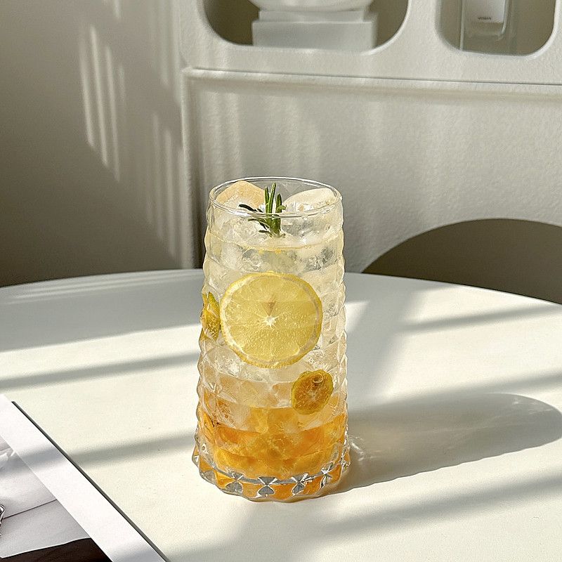 グラス コップ タンブラー ダイヤ柄 カフェ風 ガラスコップ アイスコーヒー ジュー...
