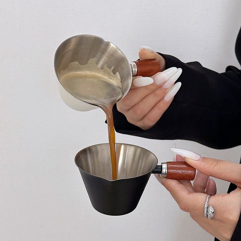 エスプレッソ 100ml ショットグラス ステンレス 目盛り付き 計量カップ 天然木製ハ...