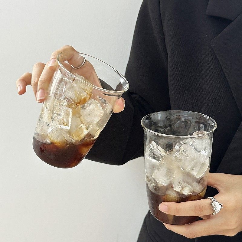 耐熱グラスコップ おしゃれ カフェグラス タンブラー 耐熱ガラス 広口 コップ アイ...
