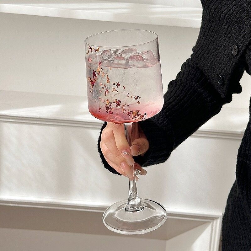 カクテルグラス ワイングラス 薄吹き フラットボトム おしゃれ 脚付きグラス ストレート 極細ステム おうちカフェ 家飲み ビールグラス