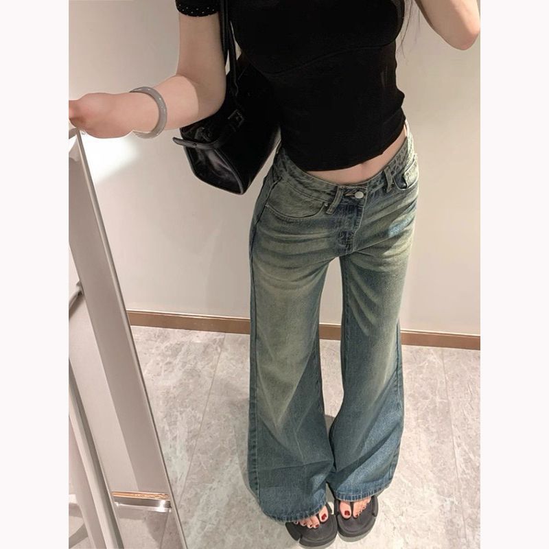 デニムパンツ レディース ワイドパンツ ジーンズ ジーパン ボトム ブーツカット ロ...