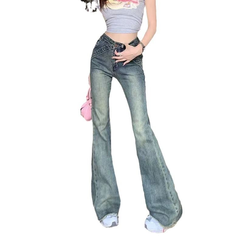 ローライズ デニム レディース ブーツカット ジーンズ ボトム ロングパンツ 美脚 脚長 スリム タイト ジーパン 伸縮性 ヴィンテージ風 カジュアル