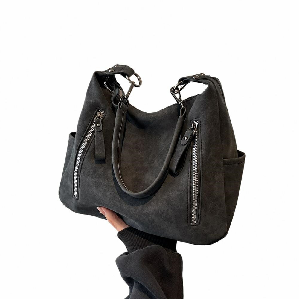 樂天商城 - 【ヴィンテージ風】トートバッグ レディース ショルダーバッグ 大容量 ハンドバッグ スエード調 柔らかい くったり ファスナー サイドポケット 鞄 かばん カバン 肩掛け 手提げ 多機能 通勤 通学 オフィス OL ママバッグ カジュアル シンプル お出かけ 大人 可愛い