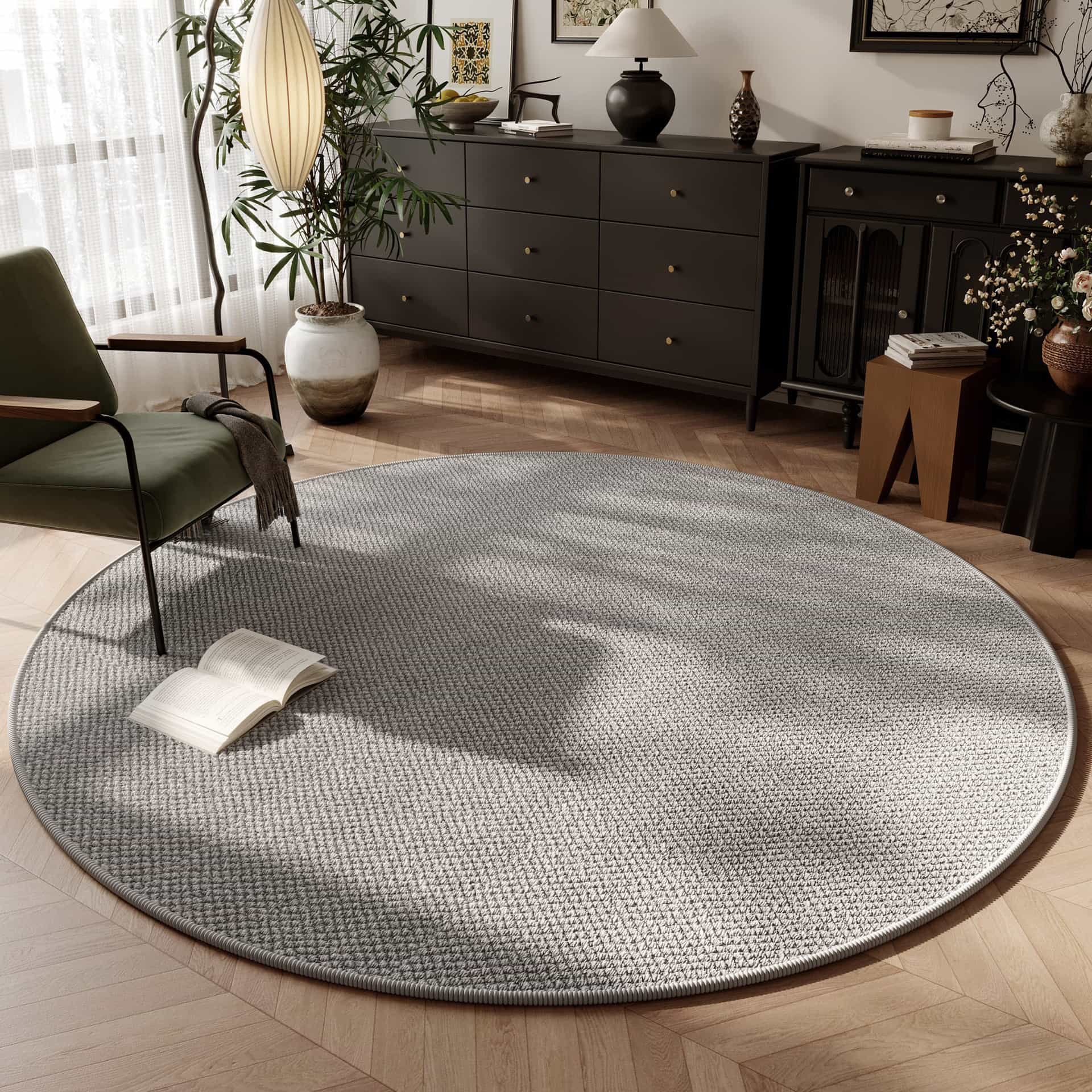 Cotton, Indian Cotton - 【天然素材風】円形ラグ ラグマット カーペット 絨毯 サイザル調 麻風 編み込み ラウンドマット 爪とぎ防止 猫 犬 ペット 丈夫 耐摩耗 センターラグ リビング ダイニング 寝室 北欧 モダン シンプル おしゃれ 夏用 夏ラグ 通気性 蒸れにくい 掃除 楽 丸型 円型