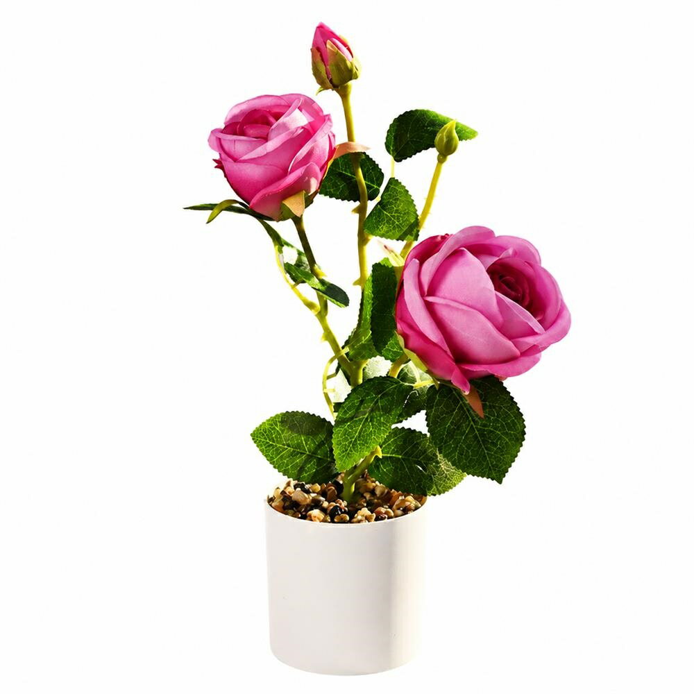 Other - 【枯れない薔薇】 造花 バラ 盆栽 インテリア フェイクグリーン 鉢植え 観葉植物 ミニ リアル ローズ 3輪 小さめ 卓上 玄関 リビング トイレ キッチン 室内 置物 雑貨 手入れ不要 水やり不要 虫が出ない ピンク 白鉢 アーティフィシャルフラワー プレゼント ギフト