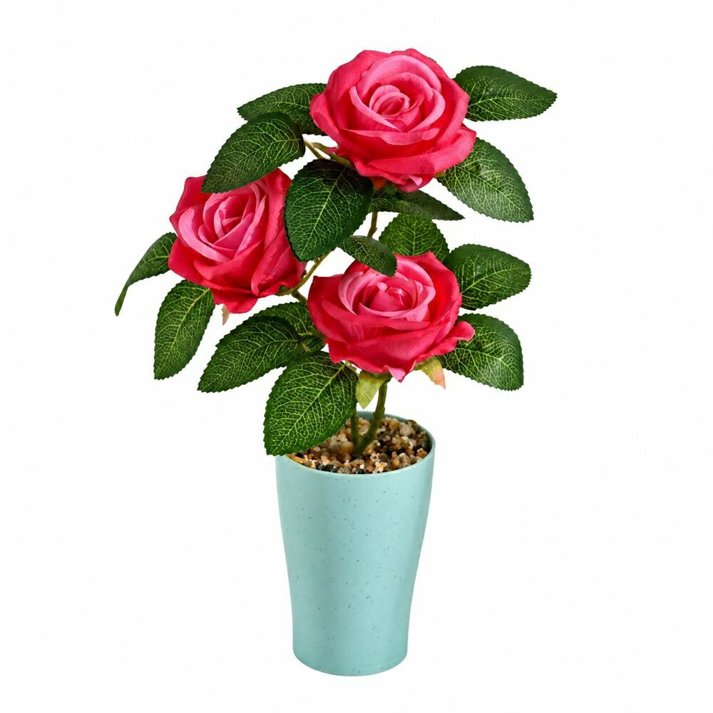 人造花 - 【お手入れ不要】 造花 バラ 薔薇 鉢植え ミニ 3輪 フェイクフラワー アーティフィシャルフラワー リアル 枯れない花 インテリア 雑貨 卓上 置物 玄関 リビング トイレ 水やり不要 虫がつかない 小さい おしゃれ かわいい ピンク レッド ローズ ギフト 贈り物 誕生日