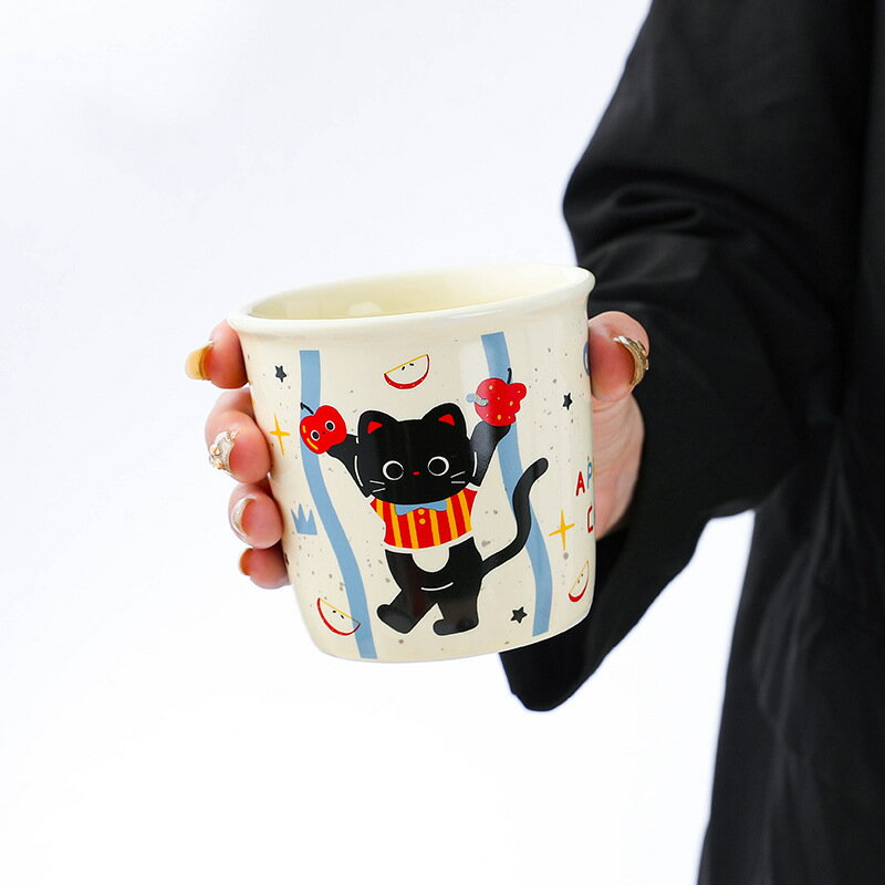 樂天商城 - マグカップ 猫柄 陶器 かわいい おしゃれ レトロ コーヒーカップ コップ 猫好き プレゼント 贈り物 ティーカップ 食器 キッチン用品 アニマル 雑貨 カフェ ほっこり 事務室 自宅用 桜桃 さくら