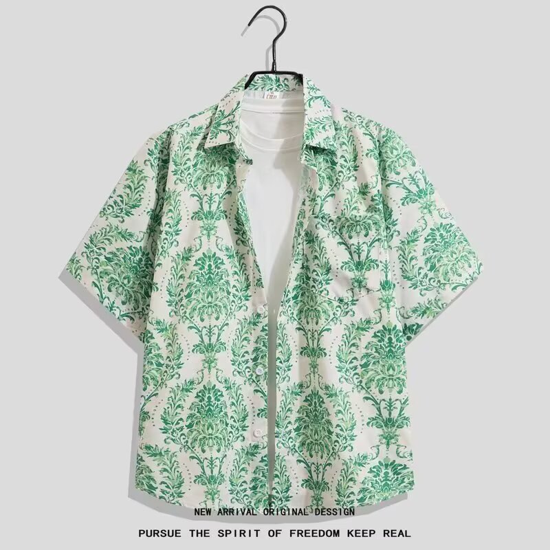 アロハシャツ メンズ 半袖 柄シャツ 総柄 トップス 夏服 リゾート カジュアル 男性用 涼しい 快適 薄手 ゆったり 大きいサイズ レトロ ..