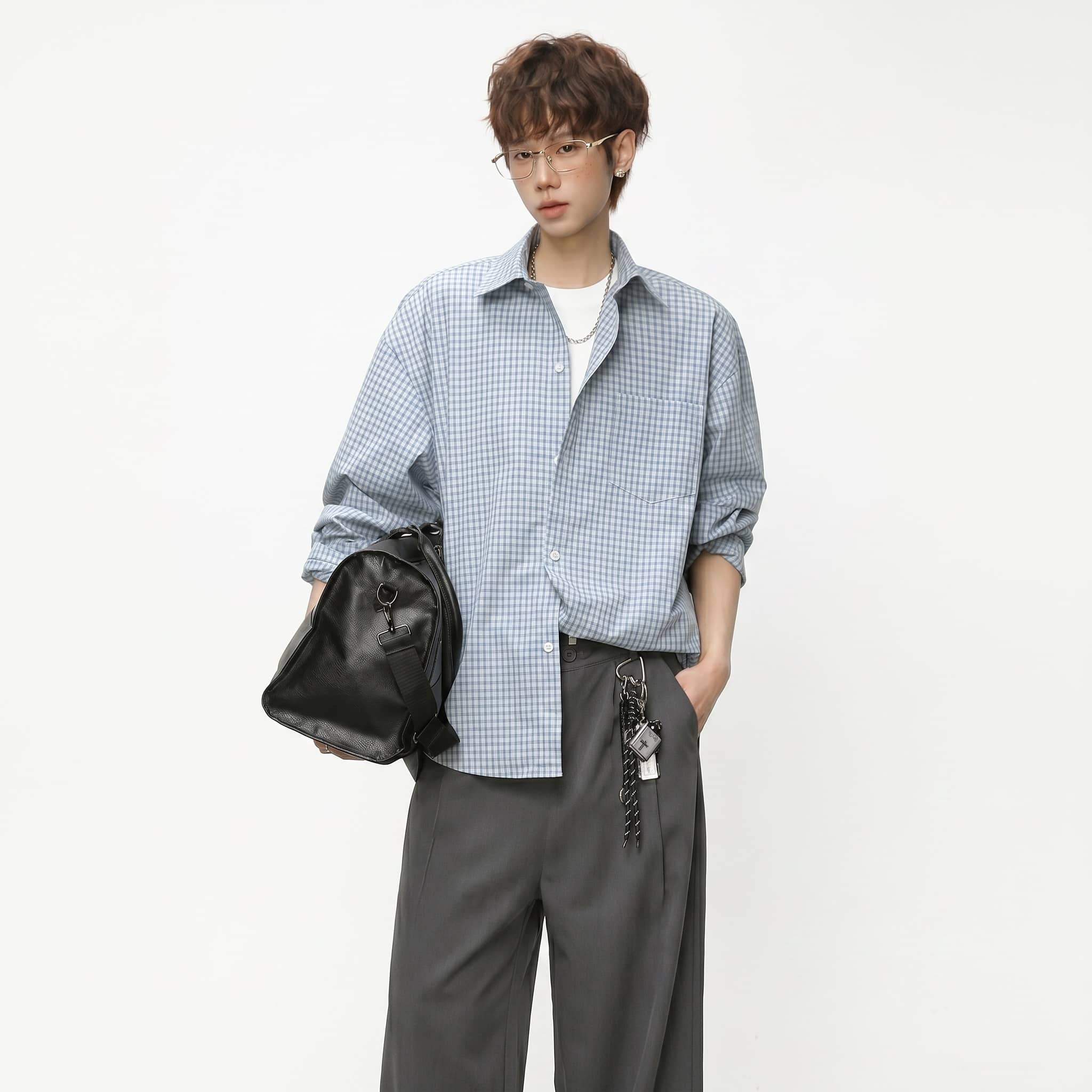 Rakuten - 【着回し万能】チェックシャツ ギンガムチェック メンズ 長袖 オーバーサイズ ビッグシルエット カジュアルシャツ 襟付き トップス 羽織り ライトアウター 爽やか 体型カバー 春服 秋服 通勤 通学 韓国風 ファッション ドロップショルダー 20代 30代 ゆったり