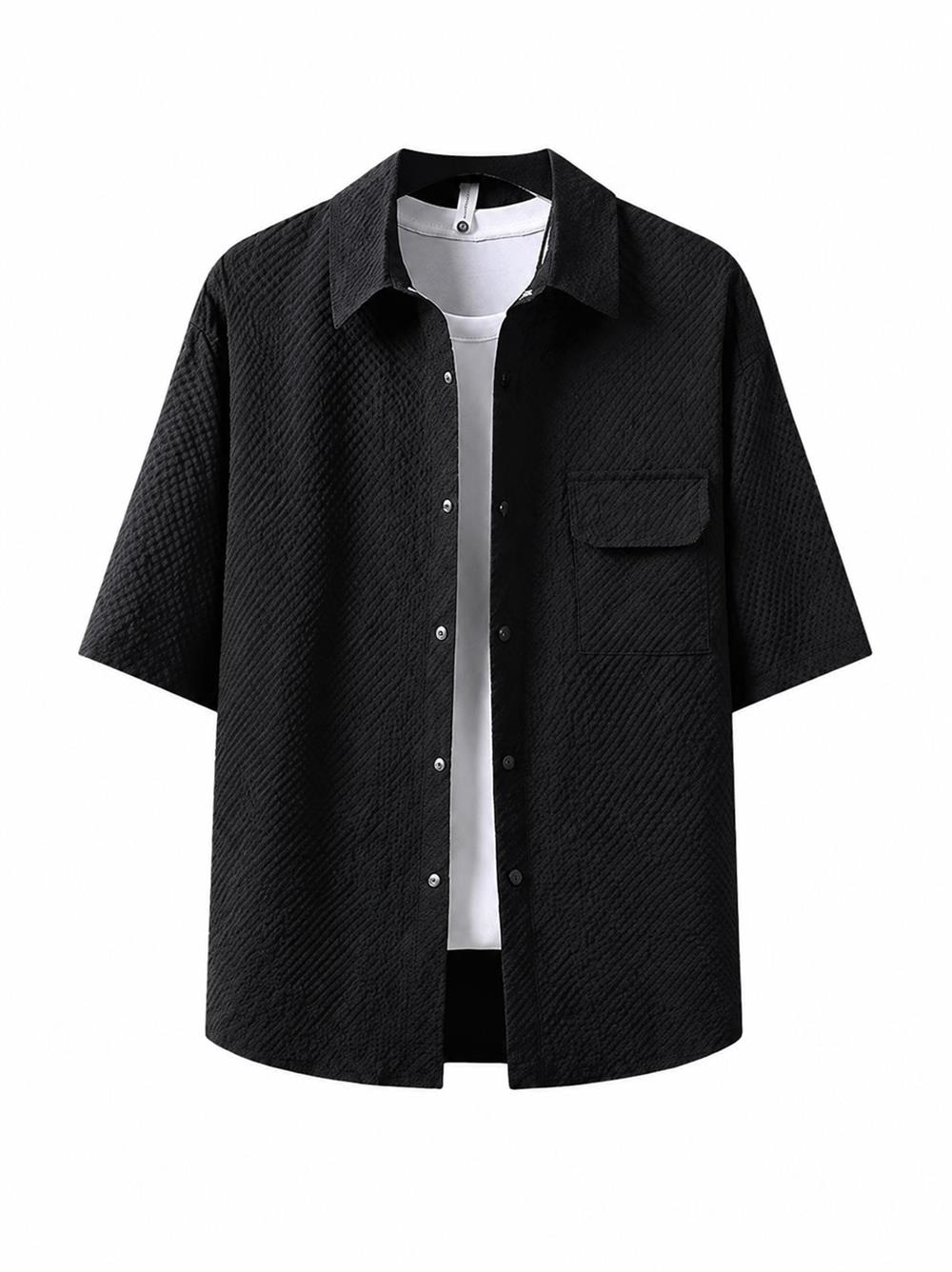 【2点SET】セットアップ メンズ 上下セット 半袖シャツ ハーフパンツ ズボン ワッフル 梨地 凹凸 涼しい 通気性 吸汗速乾 ゆったり ビッグシルエット カジュアル 夏 夏服 部屋着 ルームウェア ワンマイルウェア ジャガード 体型カバー 大きいサイズ 韓国 ファッション