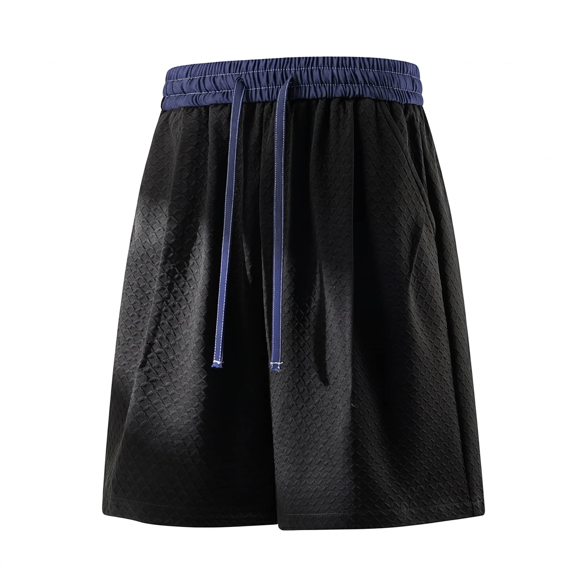 ハーフパンツ メンズ ショートパンツ ワッフル ジャガード 5分丈 膝丈 ゆったり ワイド 短パン ズボン ボトムス ウエストゴム ドロスト 配色 涼しい 接触冷感 速乾 通気性 蒸れない 軽量 部屋着 ルームウェア ワンマイルウェア パジャマ オーバーサイズ