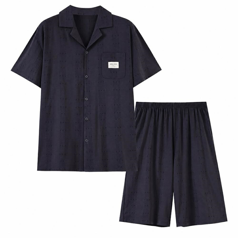 Rakuten - 【接触冷感】メンズ パジャマ 上下セット 半袖 開襟 ルームウェア 夏用 寝巻き ナイトウェア セットアップ 前開き 涼しい 通気性 吸汗 速乾 紳士服 ストレッチ 伸縮性 柔らかい 部屋着 ワンマイルウェア ストライプ柄 シンプル 定番 快適 ゆったり 体型カバー 猛暑対策