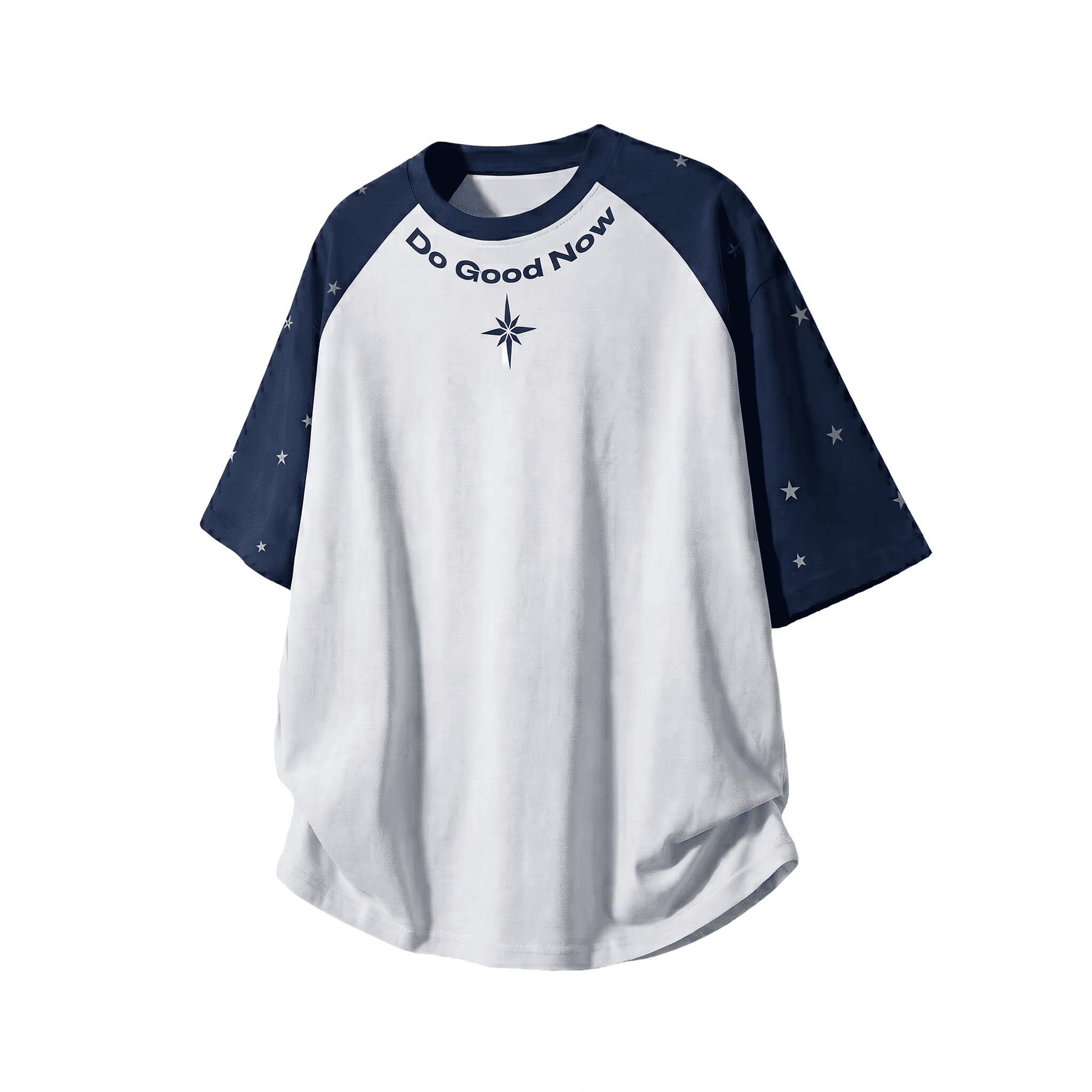 Rakuten - 【M-5XL展開】 Tシャツ メンズ 半袖 ラグラン 5分袖 五分袖 ラグランスリーブ 星柄 英字 プリント ロゴ オーバーサイズ ビッグシルエット ゆったり ティーシャツ カットソー トップス 大きいサイズ 体型カバー カジュアル ストリート アメカジ 古着風 春 夏 秋 配色