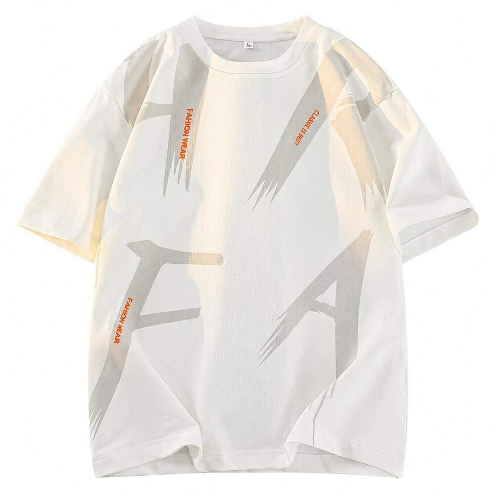 【ビッグシルエット】Tシャツ メンズ 半袖 グラフィック 英字 ロゴ プリント カットソー クルーネック 丸首 オーバーサイズ ティーシャツ ストリート ヒップホップ 韓国風 ファッション ゆったり 大きいサイズ LL 3L ドロップショルダー 5分袖 涼しい 通気性
