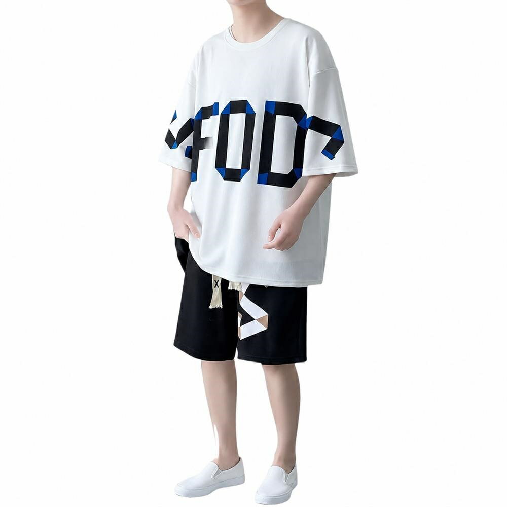 Rakuten - セットアップ メンズ 夏服 上下セット 半袖 ティーシャツ ハーフパンツ ストリート ビッグシルエット ゆったり 部屋着 涼しい こなれ感