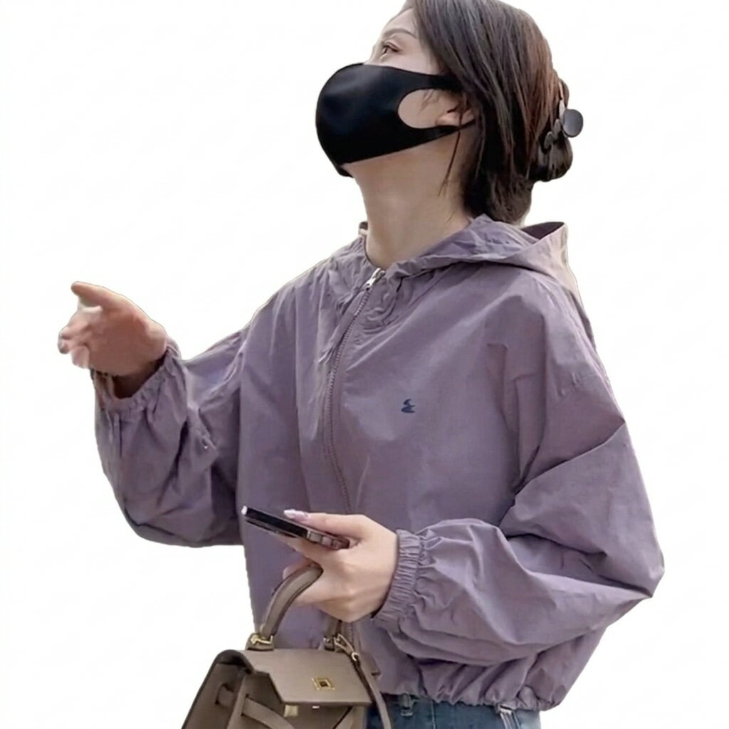 Rakuten - 【大人可愛い】マウンテンパーカー ウインドブレーカー レディース 撥水 UVカット ブルゾン ジャケット 春夏秋 ライトアウター フード付き 袖ボリューム ショート丈 ゆったり 体型カバー きれいめ カジュアル おしゃれ 紫外線対策 日焼け防止 冷房対策 軽量 防風