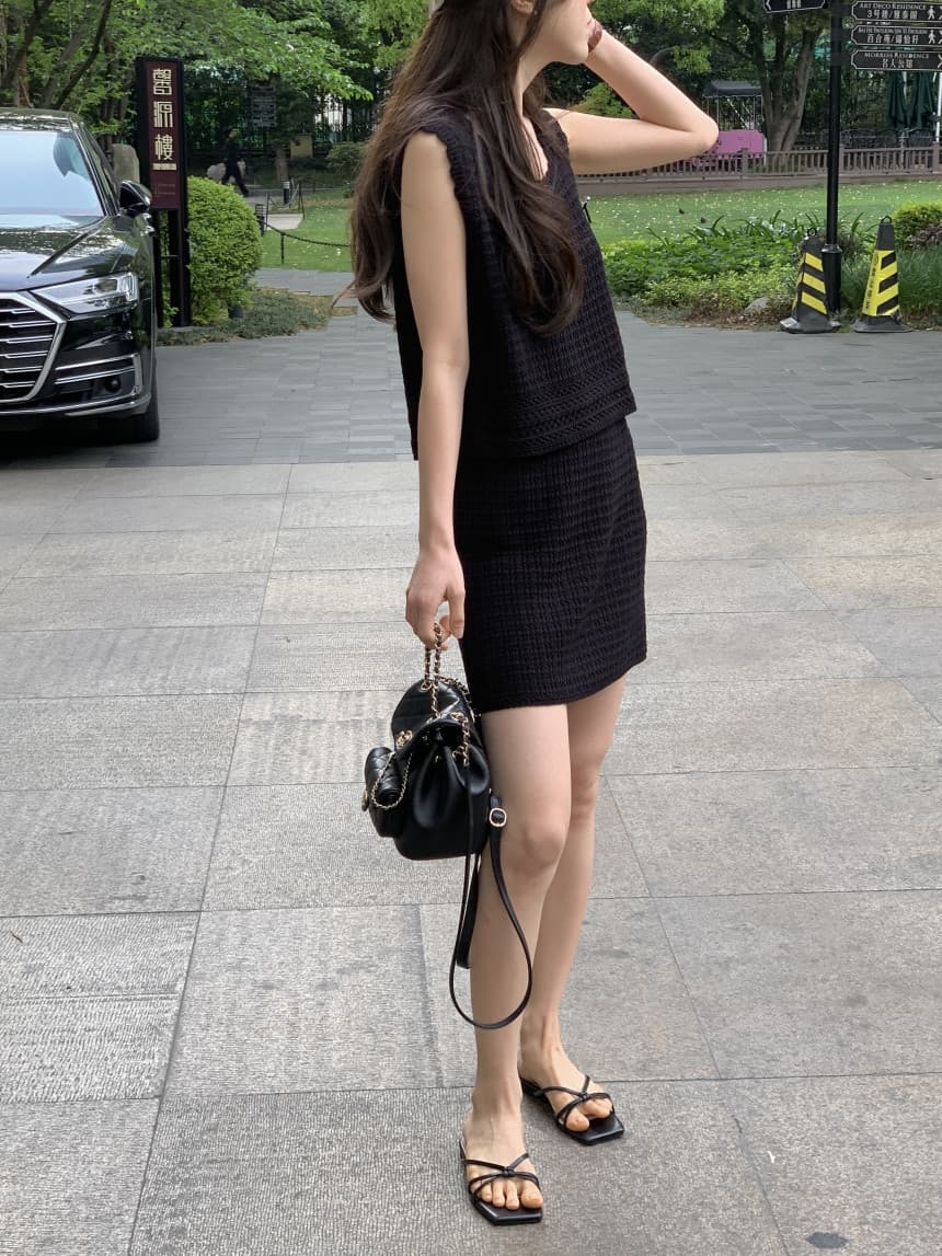 セットアップ レディース 夏服 サマーニット 透かし編み ノースリーブ トップス ミニスカート 2点セット きれいめ カジュアル お洒落 大人 可愛い 杏色 ベージュ 2