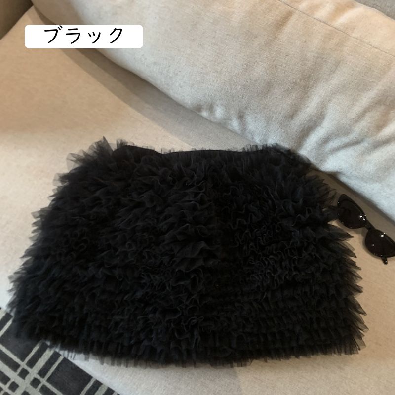 チュールスカート ミニ レディース フリル ティアード Aライン ふんわり ボリューム ミニスカート ウエストゴム 透け感 可愛い 地雷系 学園祭 発表会 グレー 3