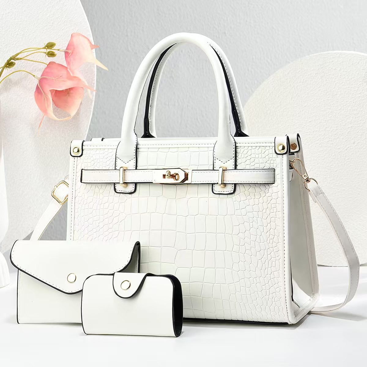 B, C, D, G, J, L, S, T, Z - ハンドバッグ レディース ショルダーバッグ トートバッグ 2way 通勤 クロコ型押し 斜め掛け 鞄 肩掛け 3点セット ビジネス きれいめ おしゃれ 大人 カバン 就活 卒業式 入学式 プレゼント