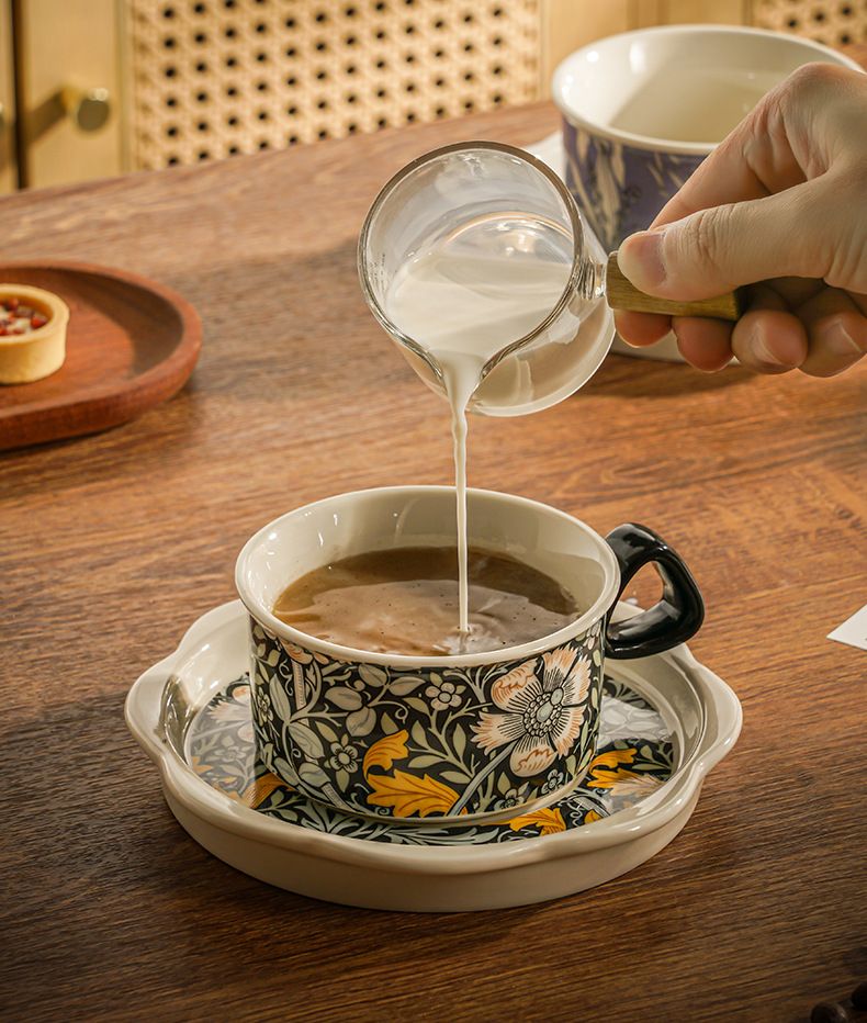 コーヒーカップ マグカップ カップ&ソーサー セット レトロ 陶器 おしゃれ 220ml チョコレート カフェ 風 アンティーク 食器 来客用 ギフト ぽってり かわいい ティーカップ プレゼント デ