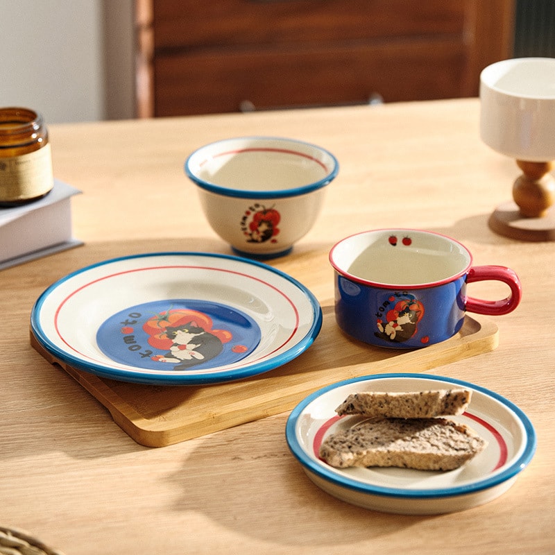 食器セット 北欧風 手描き風 可愛い 磁器 8点セット カフェ風 プレート マグカップ...