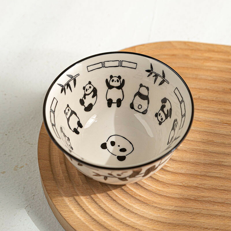 Nartoostonの茶碗 お茶碗 かわいい パンダ 陶器 ご飯茶碗 4.5インチ 小鉢 サラダボウル スープボウル デザート碗 和食器 家族用 来客用 食洗機対応 電子レンジ対応 軽い 耐熱 磁器 おしゃれ 贈り物 5個｜アングル2
