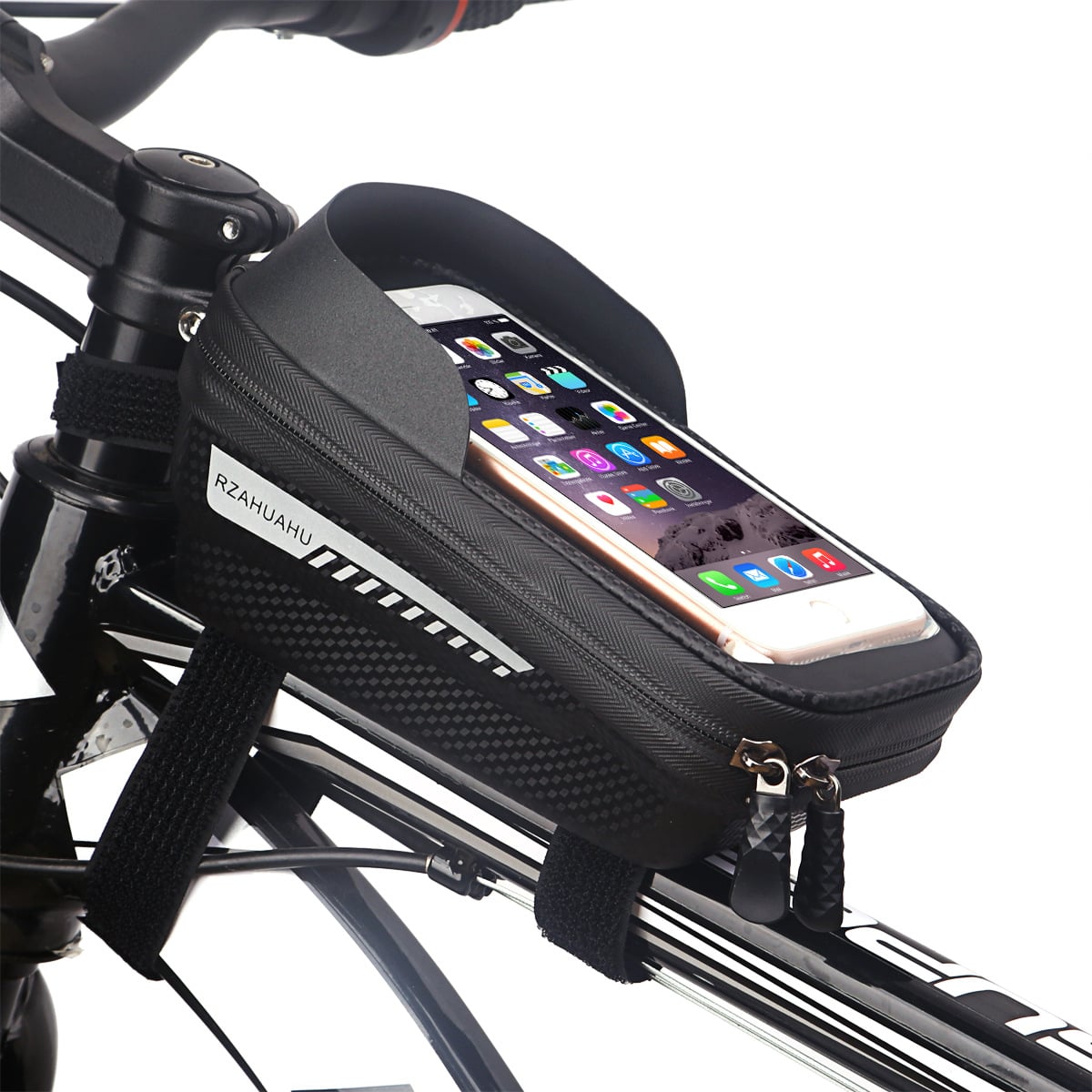 自転車 フレームバッグ スマホホルダー 防水 トップチューブバッグ ロードバイク マウンテンバイク サイクルバッグ 大容量 ハードシェル タッチ操作可能 サンバイザー付き 反射材 衝撃吸収 耐摩耗性