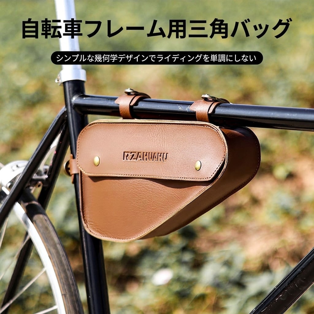 自転車 フレームバッグ 三角バッグ レトロ ヴィンテージ レザー調 トップチューブ...