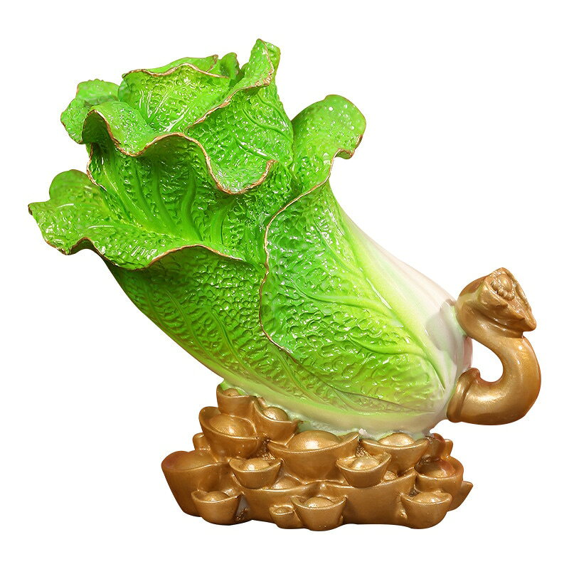 招財 白菜 置物 風水 玄関 飾り 財運 金運 アップ 縁起物 商売繁盛 開店祝い 新築祝い 贈り物 事務所 会社 インテリア デスク装飾 リアル 繊細 豪華 オブジェ 樹脂製 プレゼント