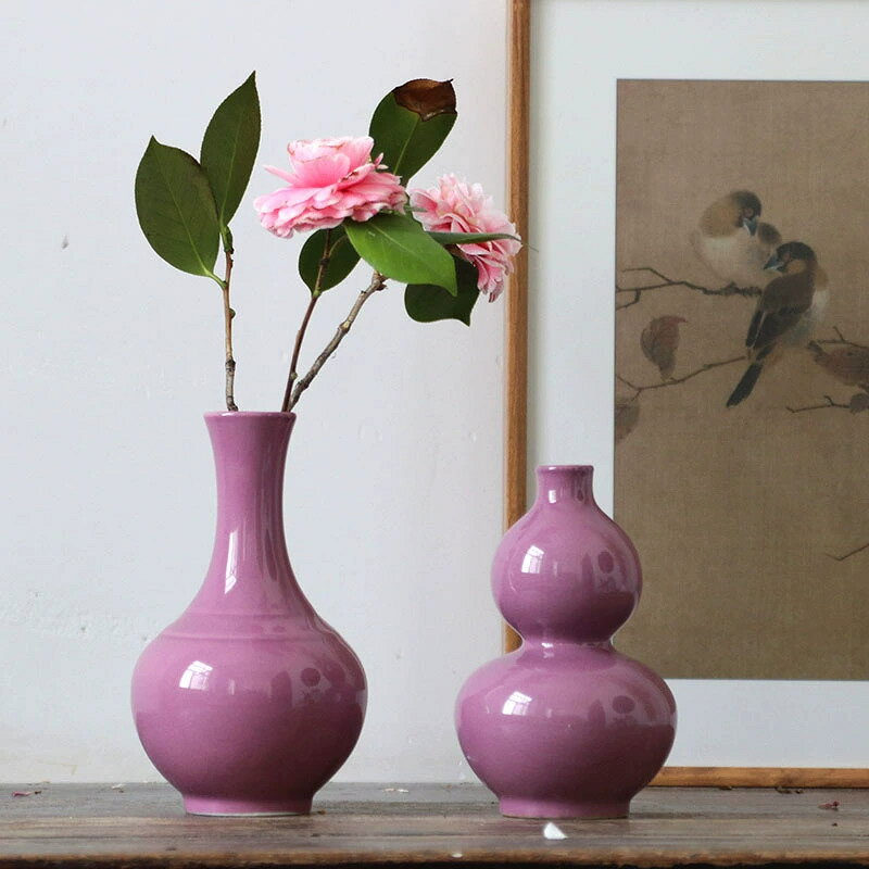 Interior Accessories - 景徳鎮 花瓶 2個組 一輪挿し 陶器 官窯 アンティーク風 梅瓶 フラワーベース 玄関 和室 リビング インテリア 飾り物 手作り 焼き物 茶道 華道 卓上 置物 生け花 おしゃれ 贈り物 開店祝い