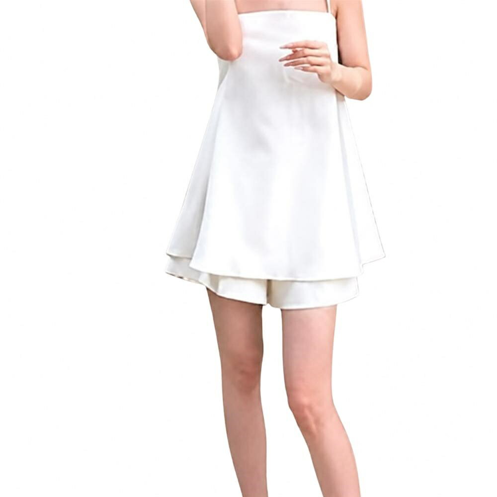 Rakuten - 【サテン調】 セットアップ レディース 夏 キャミソール ショートパンツ 上下セット 2点セット 短パン ズボン Aライン トップス ノースリーブ スクエアネック きれいめ 大人可愛い 着痩せ 体型カバー 涼しい 接触冷感 旅行 リゾート 海 ビーチ 部屋着 ルームウェア