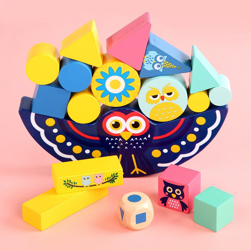 Puzzle - 【指先知育】バランスゲーム ふくろう 木製 積み木 知育玩具 おもちゃ つみき 1歳 2歳 3歳 出産祝い 誕生日 プレゼント ギフト 孫 モンテッソーリ 教具 脳トレ 集中力 図形認識 パズル ブロック スタッキング 男の子 女の子 かわいい 室内遊び ゆらゆら クリスマス