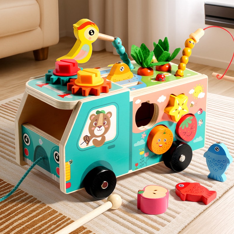 Rakuten - 【モンテッソーリ】知育玩具おもちゃ木製木のおもちゃ型はめパズル魚釣り磁石虫取りにんじん収穫歯車車バス乗り物1歳2歳3歳4歳男の子女の子赤ちゃん幼児子供誕生日プレゼントクリスマスプレゼント出産祝いギフト入園祝い室内遊び指先知育早期教育集中力想像力かわいいセ