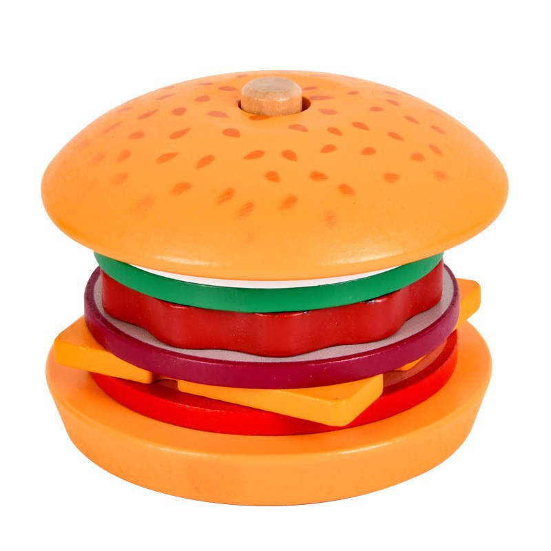 Rakuten - 【モンテッソーリ】 おままごと セット 木製 知育玩具 ハンバーガー サンドイッチ 積み木 棒通し 木のおもちゃ 料理 ごっこ遊び パズル 具材 食べ物 指先知育 集中力 想像力 玩具 室内 遊び 子供 子ども キッズ 男の子 女の子 3歳 4歳 5歳 誕生日 プレゼント