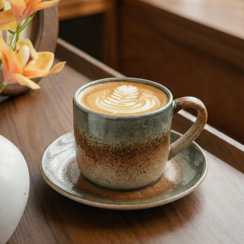 【温もりの器】コーヒーカップ ソーサー セット 陶器 おしゃれ レトロ ティーカッ...