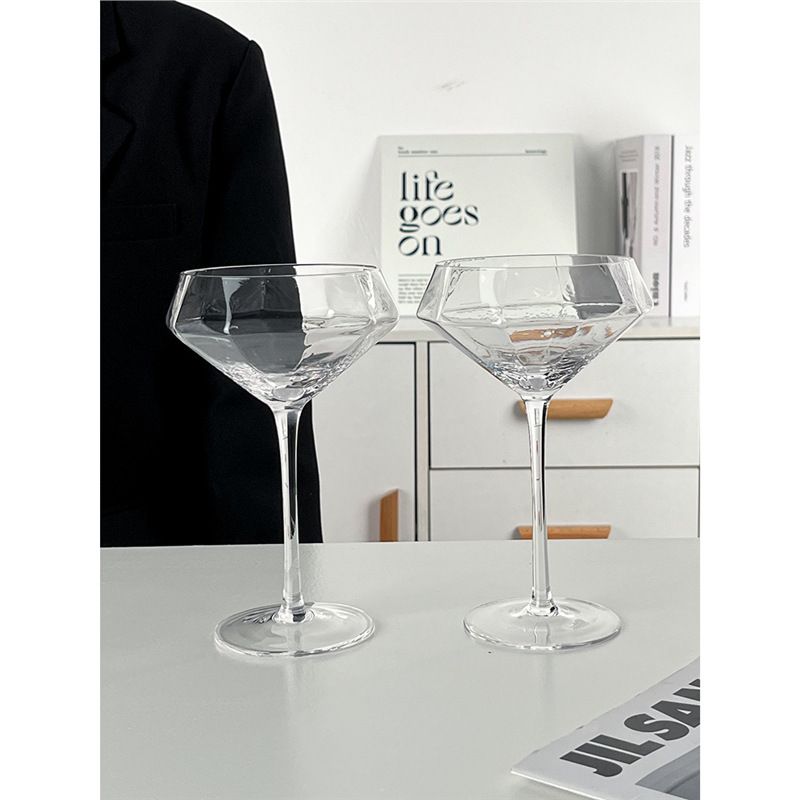 【ダイヤカット】カクテルグラス シャンパングラス 脚付きグラス 260ml ステムグラ...