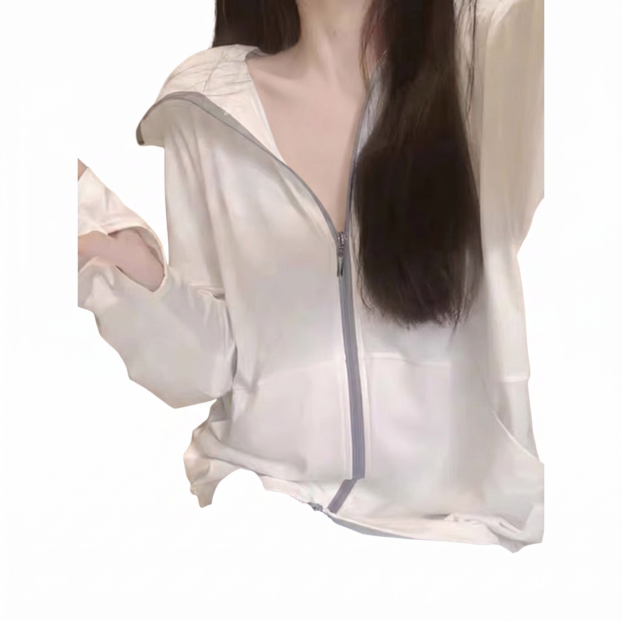 乐天商城 - 【UVカット率99％以上】 ラッシュガード レディース パーカー 接触冷感 ひんやり 涼しい 薄手 長袖 ジップアップ フード付き 指穴付き 紫外線対策 日焼け防止 遮熱 速乾 通気性 体型カバー 着痩せ 無地 スポーツ アウトドア キャンプ 海 プール 水着 フェス ゴルフ