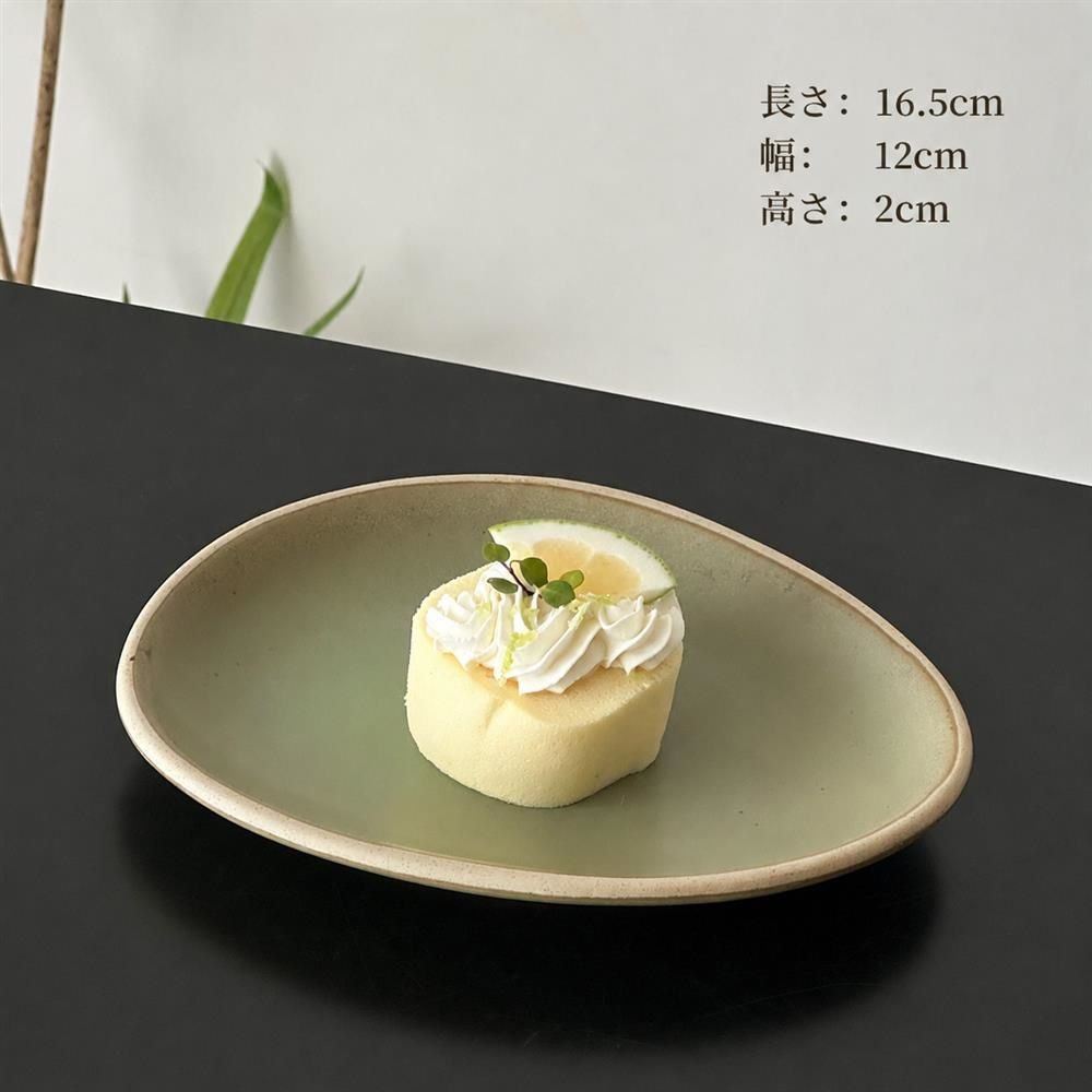 Other - 【おうちカフェ】皿 プレート おしゃれ オーバル 楕円皿 和食器 陶器 アンティーク調 16.5cm デザート皿 ケーキ皿 中皿 小皿 洋食器 取り皿 副菜皿 菓子皿 パン皿 サラダ皿 焼き物 レトロ モダン 北欧風 マット つや消し ニュアンスカラー くすみカラー インスタ映え