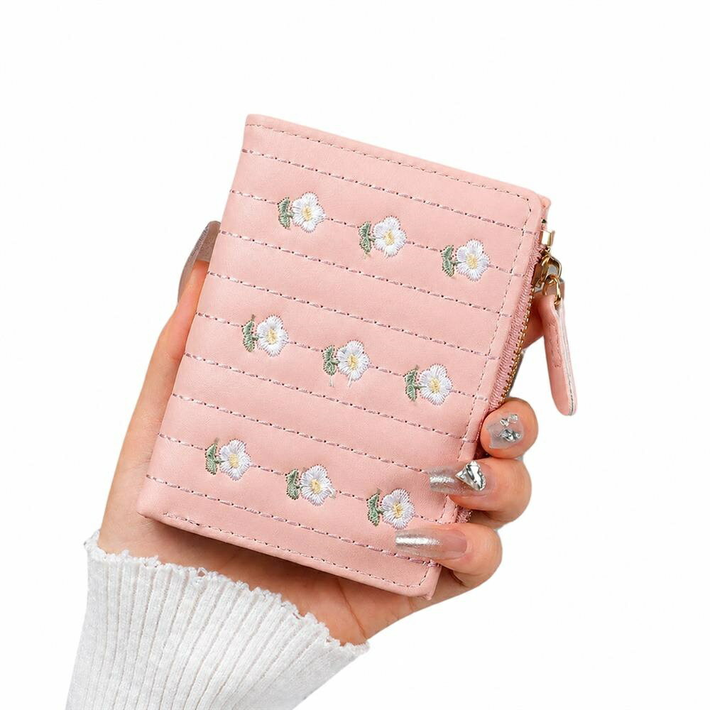 樂天商城 - 【花柄刺繍】 財布 レディース 二つ折り ミニ財布 コンパクト 小銭入れ カードケース おしゃれ かわいい 大人可愛い 大容量 軽量 2つ折り 折財布 さいふ ウォレット ミニウォレット フラワー ステッチ レザー調 合皮 フェイクレザー 多機能 スリム 薄型 使いやすい
