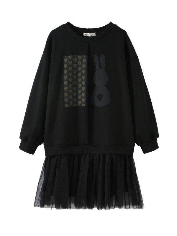 Dresses - 子供服 ワンピース 女の子 チュチュ ウサギ ハート 切替 チュール 長袖 ふわふわ 普段着 通学 春秋 可愛い 通気性 柔らかい 清潔感 お出かけ パーティー 誕生日 お祝い ギフト カジュアル シ