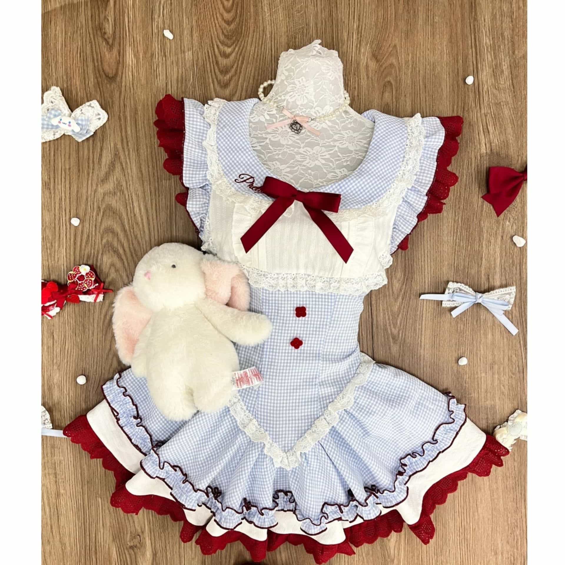 Rakuten - 子供服 ワンピース 地雷系 ゴスロリ プリンセス 半袖 夏 フリル レース リボン ギンガムチェック 切り替え 誕生日 お出かけ コスプレ ギフト チュニック ドレス 半袖ワンピース キッズ ベビー