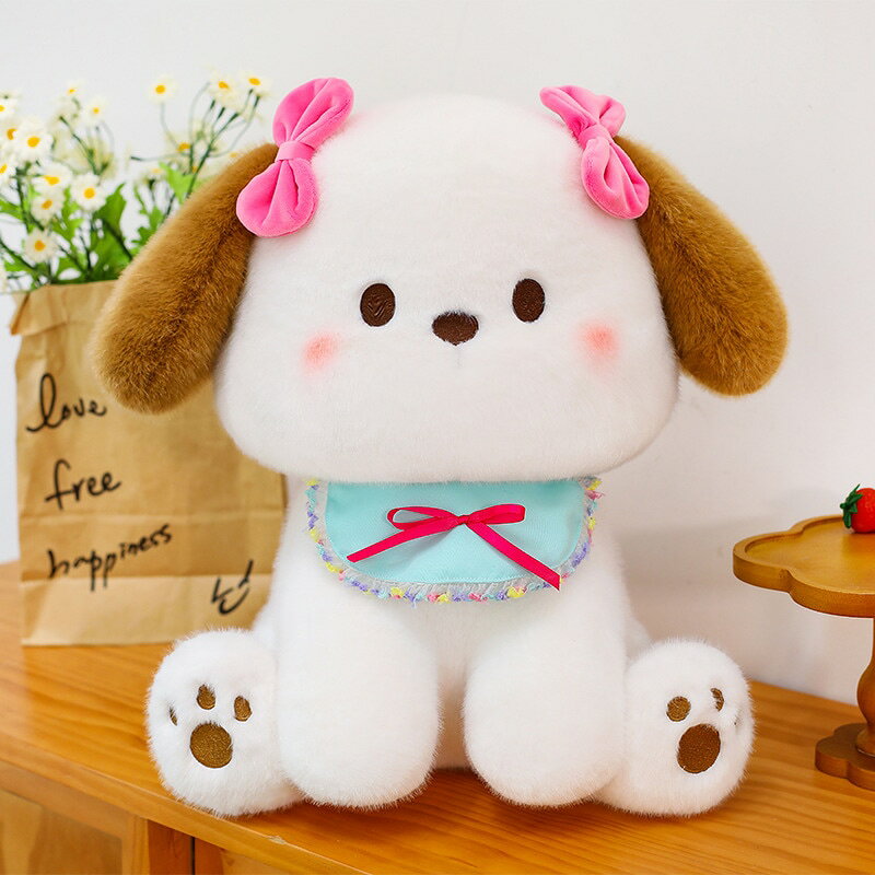 Rakuten - ぬいぐるみ いぬ 犬 癒しグッズ もふもふ ふわふわ 子犬 抱き枕 クッション かわいい リボン スタイ おもちゃ 女の子 誕生日 プレゼント お祝い インテリア 雑貨 贈り物 園児 孫 景品 癒やし