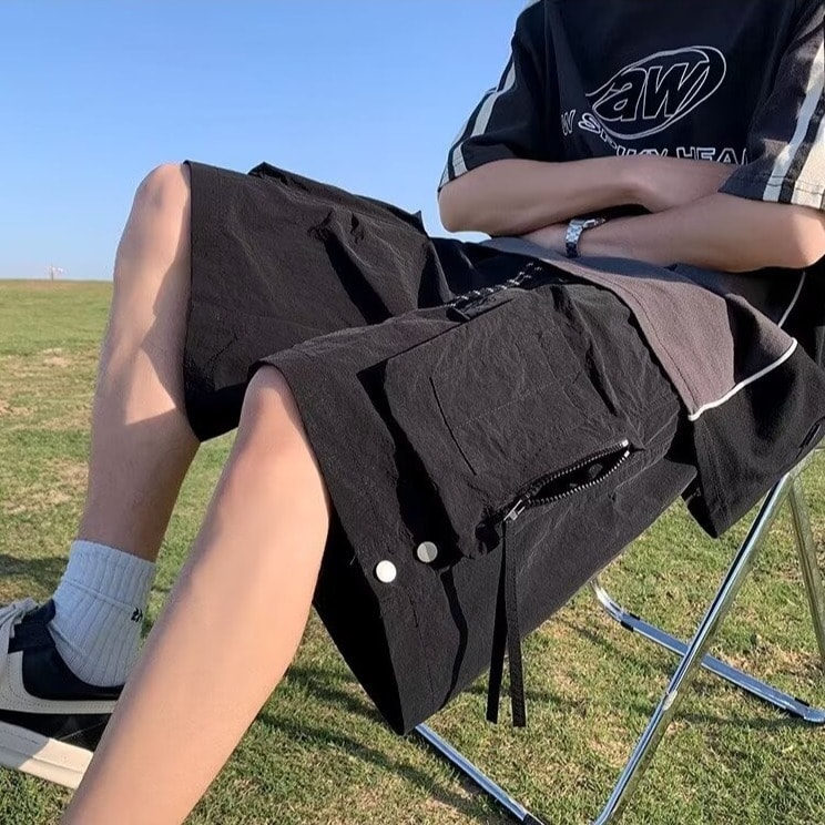 乐天商城 - ハーフパンツ メンズ 薄手 カーゴパンツ 短パンツ 速乾性 足長効果 男女兼用 カジュアル ワイド ゆったり ジッパー 涼しい 春夏物 テックウェア ハーフ ワークパンツ 登山用 ひざ丈 大きいサイズ