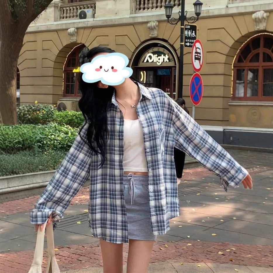 チェックシャツ レディース 長袖 ゆったり シャツ トップス 羽織り カジュアル 春 秋 大きいサイズ ビッグシルエット 体型カバー ブラウス 冷房対策 日焼け防止 可愛い 通学 通勤 襟付き 重ね着 3