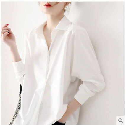 ブラウス レディース 長袖 オフィス シャリ感 無地 オーバーサイズ ドロップショルダー シルエット カジュアル 清楚 清潔感 コーデ 女..