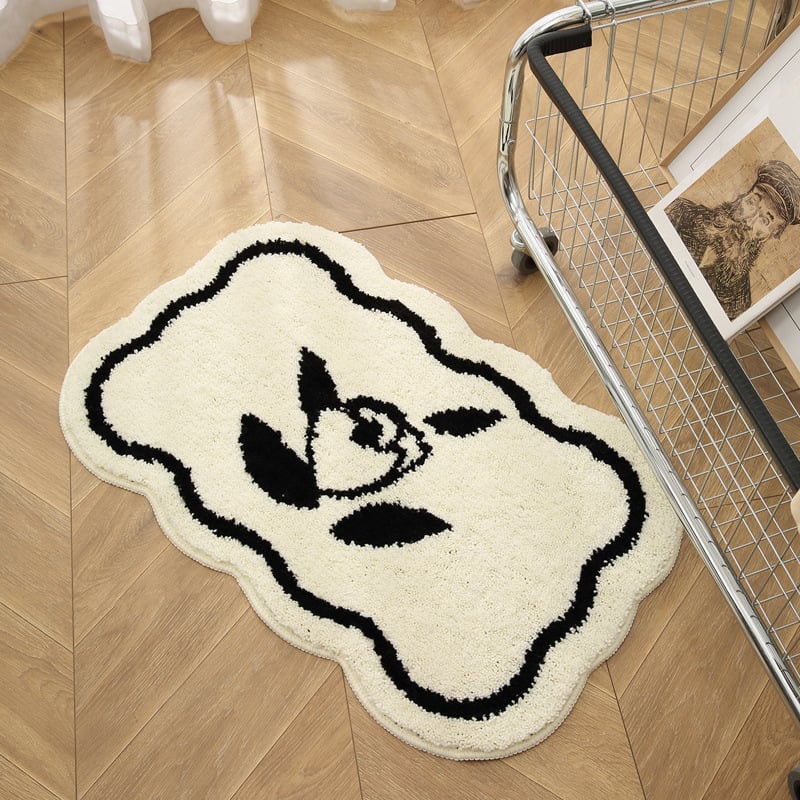 Patterned - 玄関マット 室内 おしゃれ バスマット 吸水 速乾 足ふきマット ふわふわ 抗菌 防臭 滑り止め 洗える ウサギ キャラクター 変形 ラグカーペット 浴室 トイレ 玄関 寝室 北欧 モダン